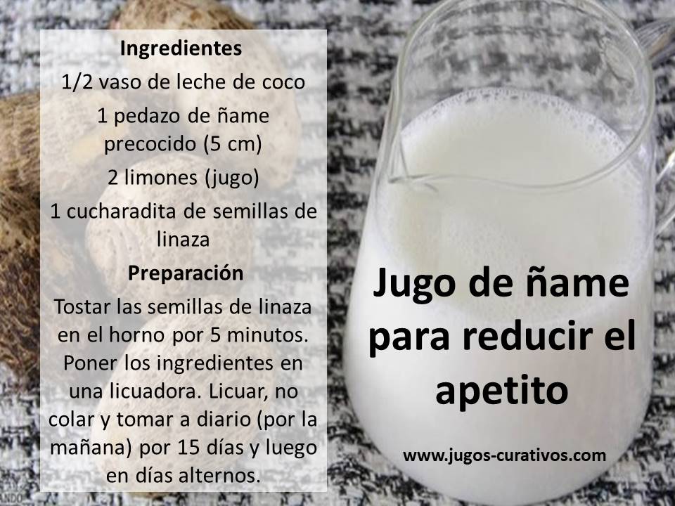 Jugo de ñame para reducir el apetito