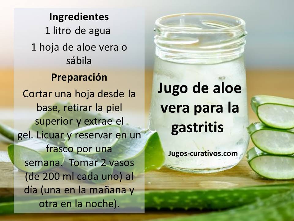jugo de aloe vera o sábila para la gastritis